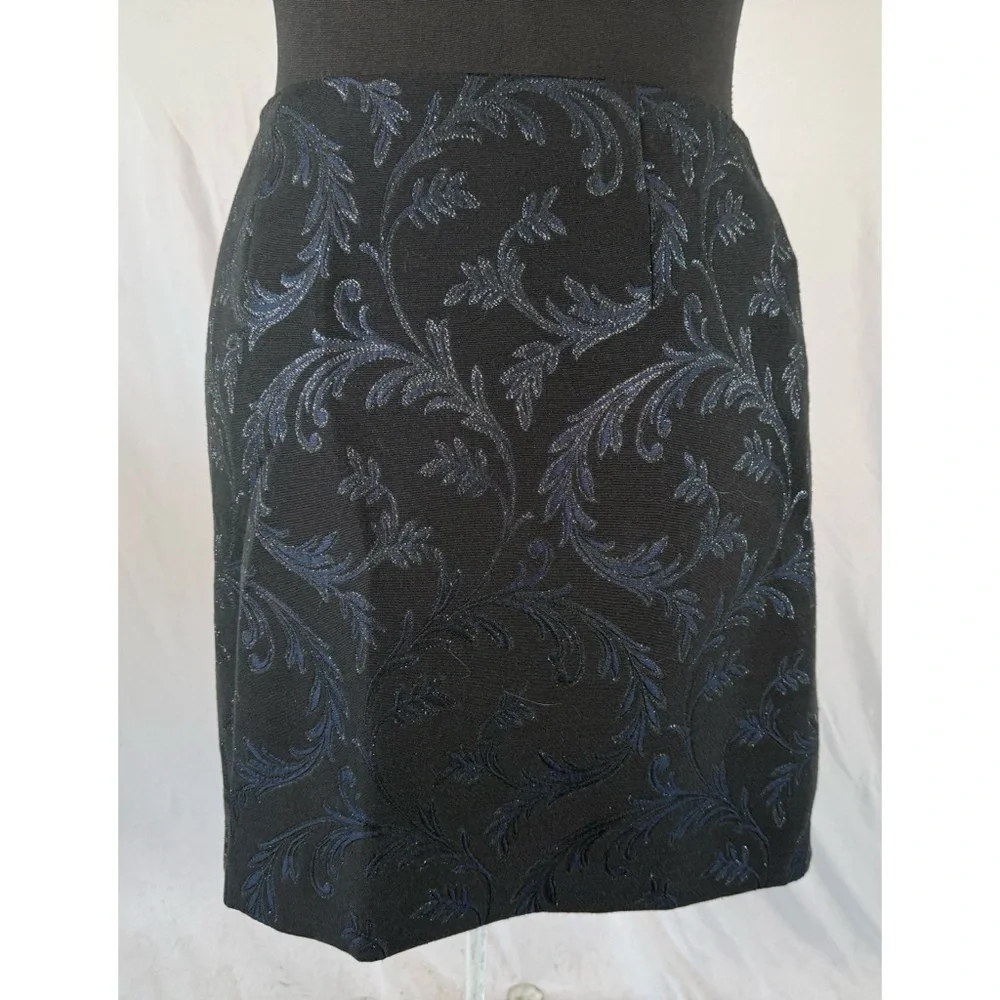 LOFT Black and Blue Floral Mini Skirt